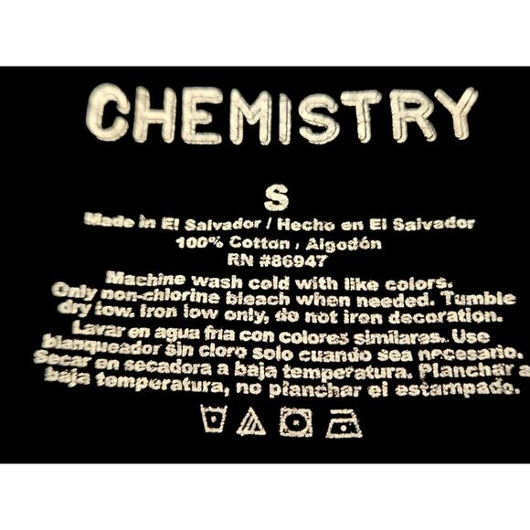 Chemistry Men's S Bleach All Over Print T Shirt Rock Tour World Tour - Picture 4 of 4